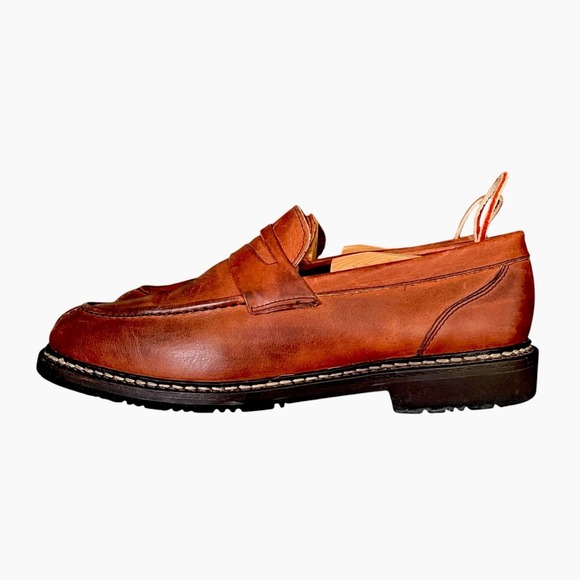 Allen Edmonds Brown Leather Penny Loafers Lug Sole Mens 8.5 D 0991 Made in USA main image 5